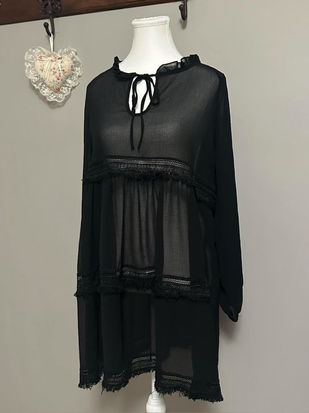 Bikini Village Long Sleeve Chiffon Caftan Small / Medium